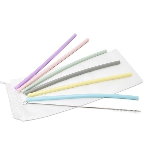 

drinking straws 6pcs straw reusable with cleaner brush set eco friendly silicone foldable flexible bar tool