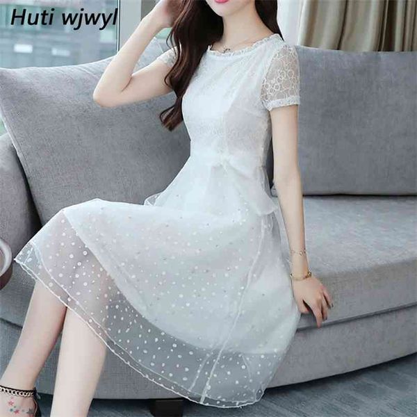 

summer black lace evening sun dress elegant women white hollow out ladies es sarafans party club vestidos 210528, Black;gray