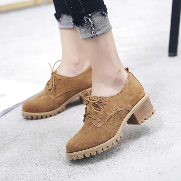 

dress shoes spring & autumn fashion lacing women's casual pumps brogue female round toe oxfords cow suede oulyyyogo, Black