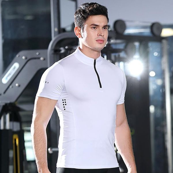 

running jerseys 2021 summer solid color fitness clothes men's quick-drying short-sleeved sports t-shirt sweating shirt, Black;blue