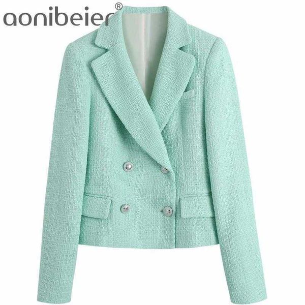 

textured cropped blazer spring autumn chic office lady shorts skort jacket double breasted long sleeve women blazers 210604, White;black