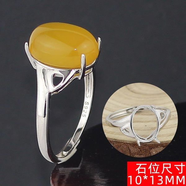 

cluster rings ring stand empty support female s925 sterling silver bracket oval diy live mouth not inlaid setting 10*13, Golden;silver