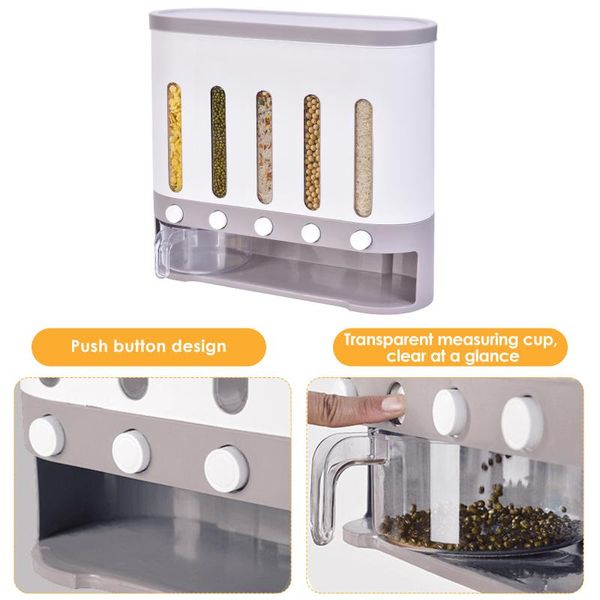 

storage bottles & jars wall-mounted multigrain tank divided grid rice bucket