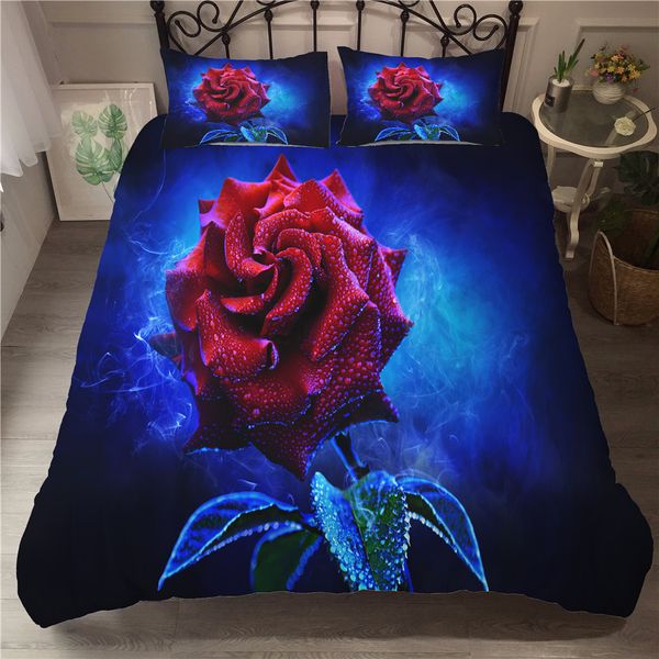 

3d romantic rose bed set flower dandelion plant king size bedding set floral duvet cover pillowcase bed linen set