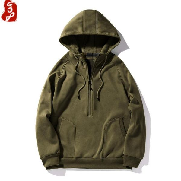 

men's hoodies & sweatshirts brand streetwear zipper hoodie men hip hop hooded solid sweatshirt 2021 autumn winter mens fleece casual co, Black
