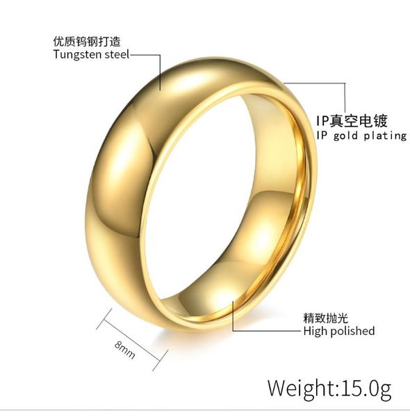 

gold simple inner and outer ball tungsten steel ring 4mm, 6mm, 8mm marriage engagement couple for me wedding rings, Slivery;golden