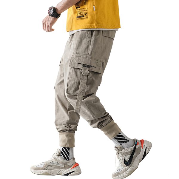 

spring cargo men cotton jogger pants streetwear harajuku harem pant abz625, Black