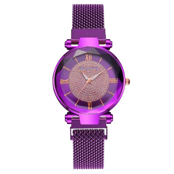 

wristwatches drop clock women magnet buckle full diamond roma watch luxury ladies quartz dress wrist watches zegarek damski, Slivery;brown