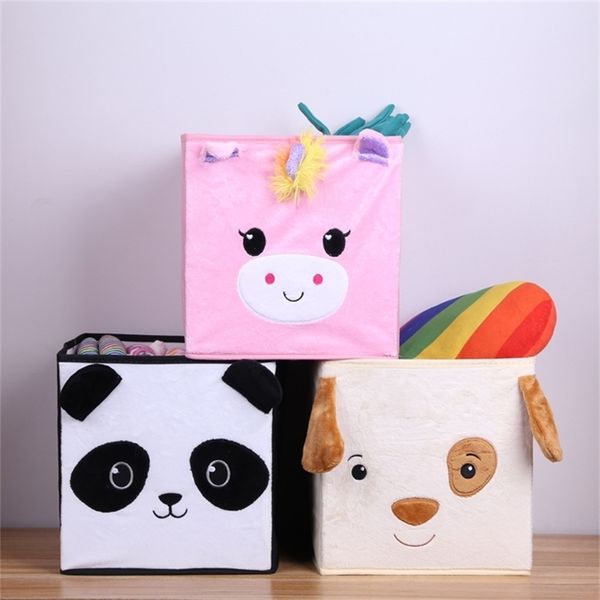 Cube Niedliche Cartoon-Tier-Muster Aufbewahrungsbox für Spielzeug Organizer Faltbehälter Plüschtier Kinder Home Basket Bin 210922