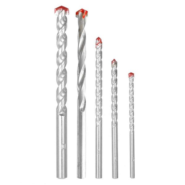 

5pcs 4-10mm rotary masonry drill bits set yg8 galvanized drills round shank spiral flute for drilling concrete brick tile professional