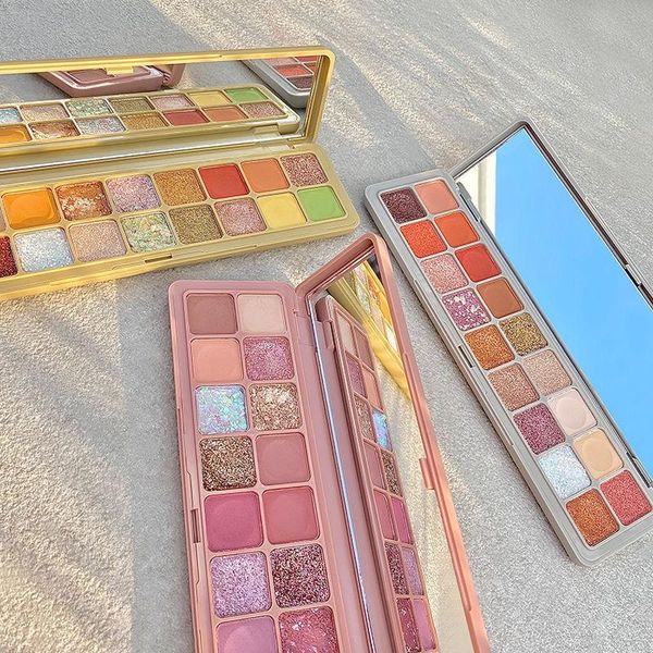 

eye shadow pinkyfocus 18 color eyeshadow palette glitter pearlescent portable waterproof makeup highlight brighten