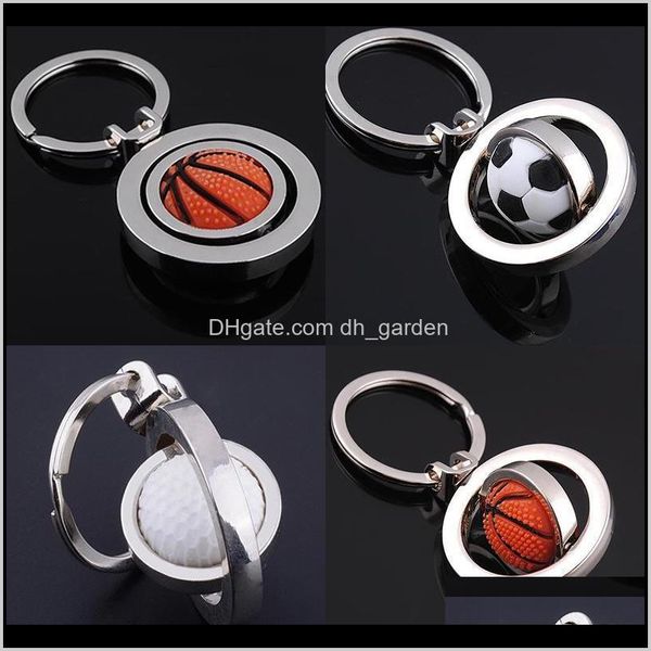 

jewelry3d sports rotating football keychain basketball keyring souvenirs golf pendant rings metal key chain gifts hip hop jewelry drop deliv, Slivery;golden