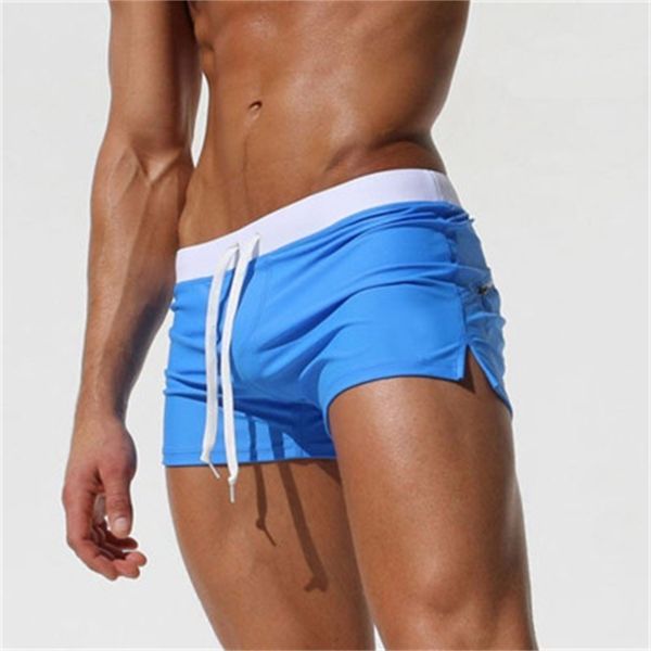 

men's flat angle swimming trunks fashion back bag design beach breathable quick drying pantspygw