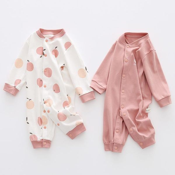 Overalls Geboren Baby Mädchen Junge Strampler Langarm Overall Baumwolle Obst Druck Muster Kleidung Set Infant Kleinkind Anzug