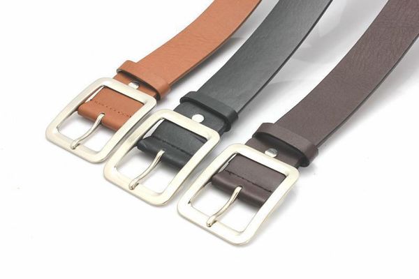 

belts casual for men fashion classic faux leather belt pure color square buckle waist strap male, Black;brown