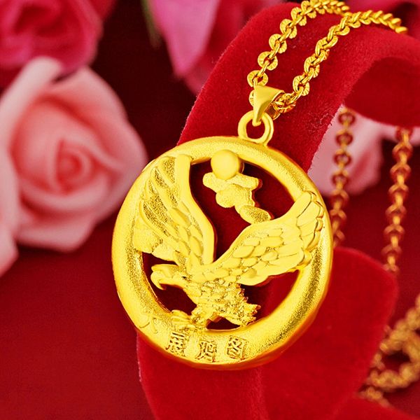 

fly eagle pendant chain women men jewelry 18k yellow gold filled trendy accessories gift, Silver