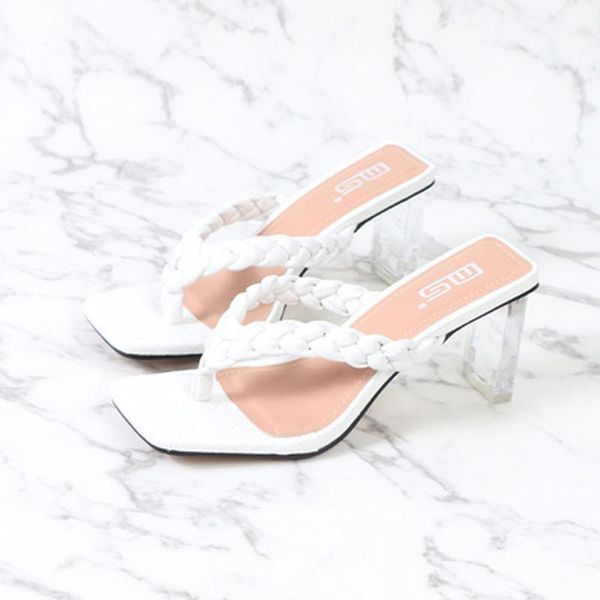

dress shoes 2021 summer clip toe flip flop women's sandals high heel crystal hand woven comfortable fashion sexy, Black