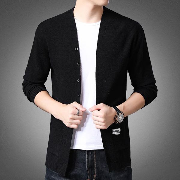 

men's jackets 2021 solid color sweater casual, Black;brown