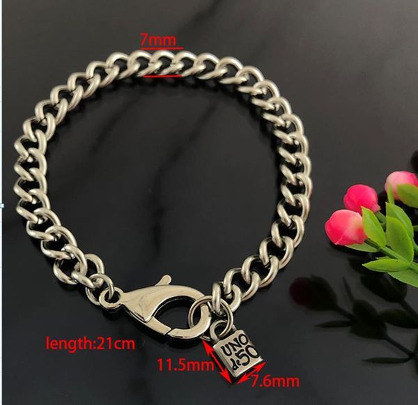 

unode 50 charm bracelets lock simple fashion link chain bracelet punk stainless steel jewelry gifts for men and women, Golden;silver