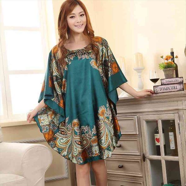 

fzslcyiyi summer fashion lady robe chinese womens rayon bath gown yukata nightgown novelty print night dress, Black;red