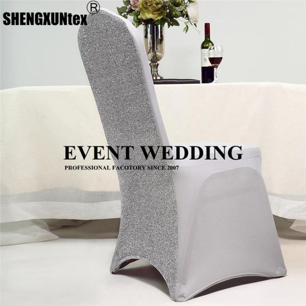 

chair covers spandex stretch banquet cover with metallic glittering back for event wedding decoration
