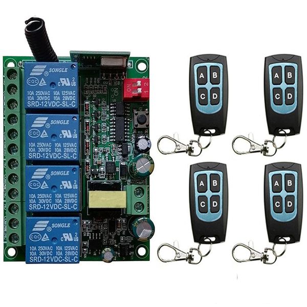 

remote controlers 433mhz wireless control rf switch ac110v 220v 230v 4ch relay receiver module transmitter