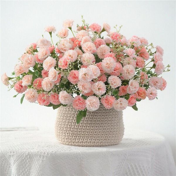 

decorative flowers & wreaths 20 heads artificial fake silk bouquet carnation garden wedding party home decor
