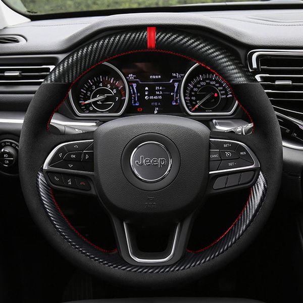 

for jeep wrangler compass grand commander renegade grand cherokee diy custom leather hand-sewn car interior steering wheel cover