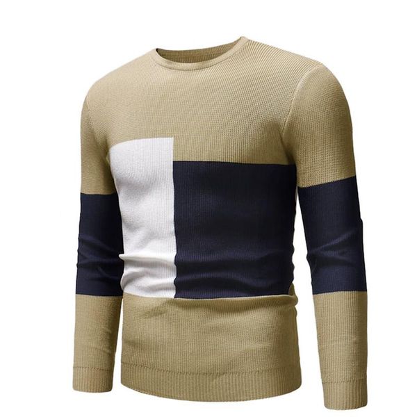 

men's sweaters mens clothing fashion patchwork pullover 2021 autumn winter casual o-neck long sleeve slim knitted, White;black