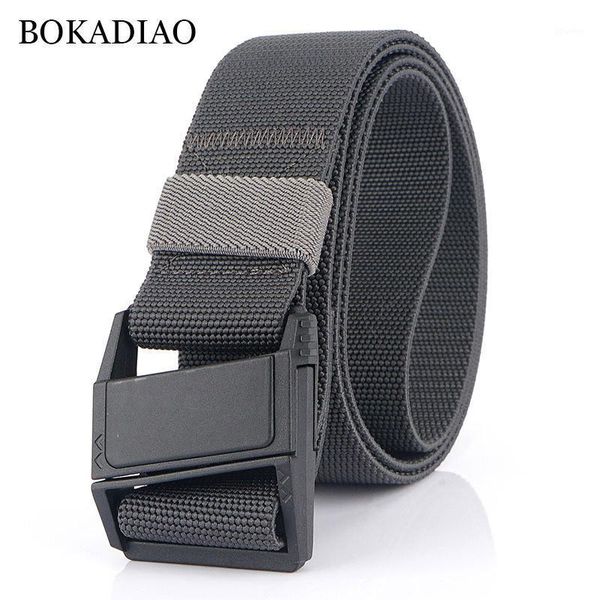 

men belt combat stretch elastic nylon plastic buckle tactical belts outdoor training waistband male strap1, Black;brown