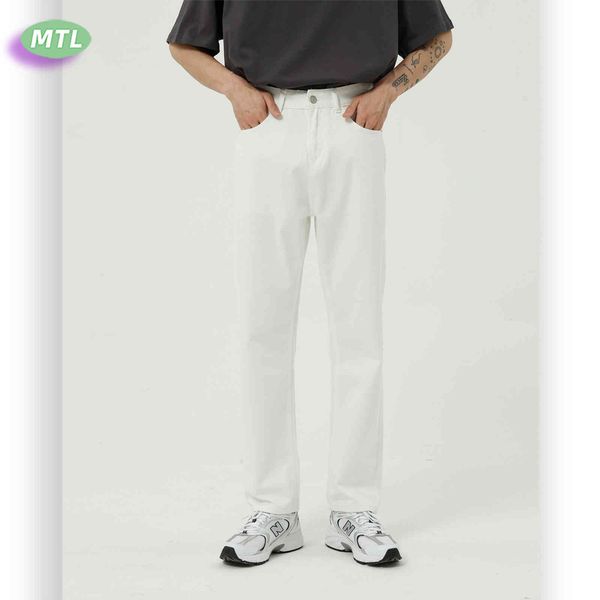 

mtl clothing | 2020 summer new black and white basic simple jeans men's slim, Blue