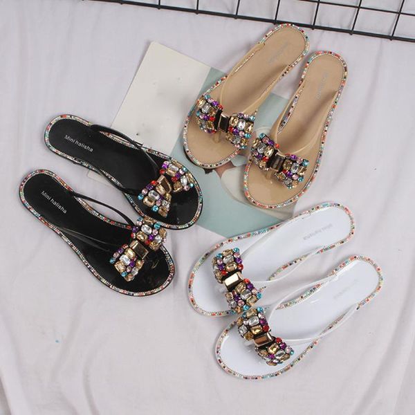 

slippers beach summer women clip toe flip flops bohemian flat heels sandals soft shoes slides home pantoufle femme #g35, Black