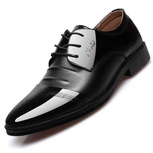 

men shoes spring casual dress england big yard pointed natural leather, Black