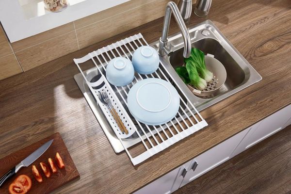 

kitchen folding sink vegetable fruit drain rack silicone storage & organization