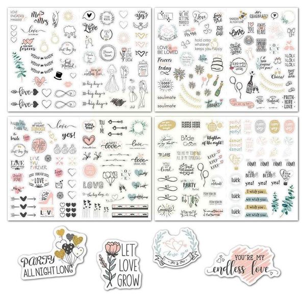 

gift wrap 4 sheets wedding bliss stickers waterproof removable love leaves plan package eucalyptus engagement y4r5
