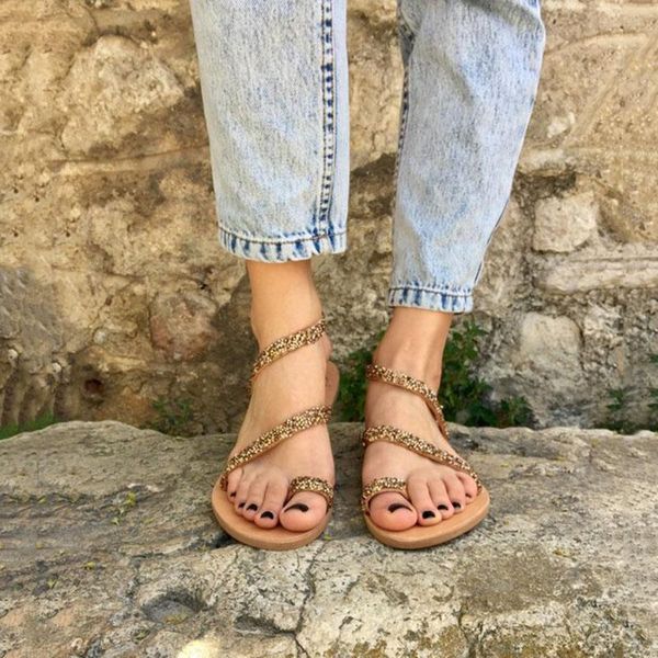 

sandals womens golden clip toe pu leather ladies flat slip on casual comfort beach female 2021 summer shoes plus size, Black