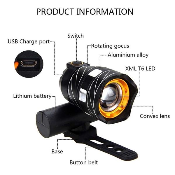 

usb rechargeable super bright outdoor bicycle light bike front lights