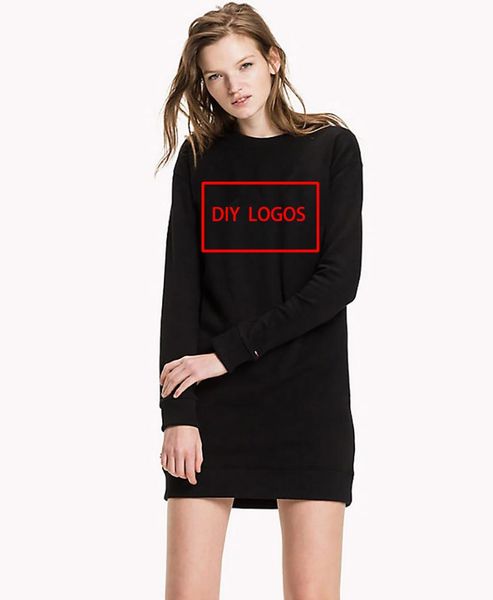 

print cotton sweat-dress o neck woman dress casual straight full sleeve sweater-dress dresses, Black;gray