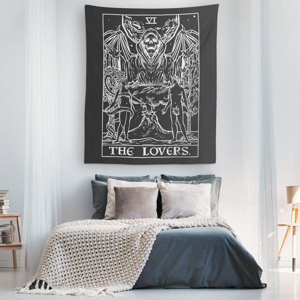 

tapestries the lovers tarot card tapestry gothic home decor horror wall art witchy hanging