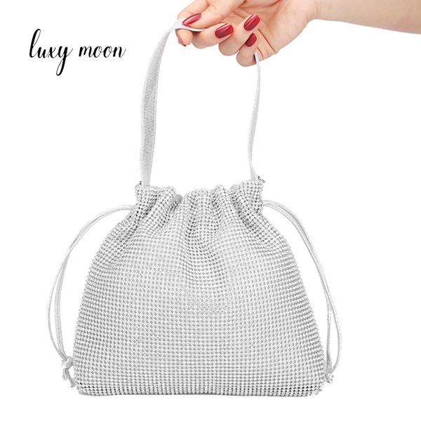 

diamond clutch evening wedding purse for bridal drawstring bucket bag