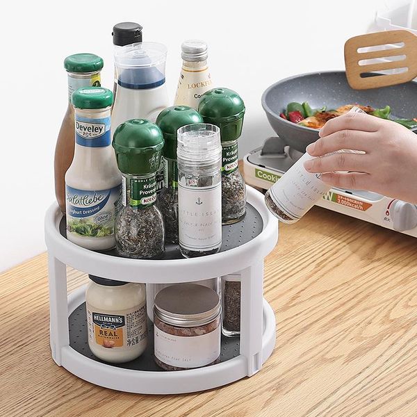 

kitchen storage & organization tray rotary seasoning rack multifunctional single and double layer artifact organizer