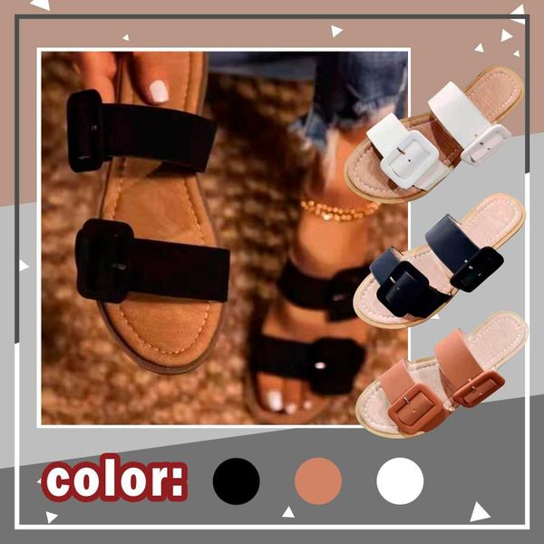 

slippers fad 2021 summer women's flip flops female slides beach shoes woman open toe flats sandals chaussures femme, Black
