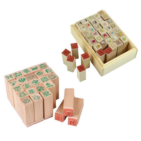 

other arts and crafts 25pcs happy life diary stamp diy rubber wood with wooden box & 40pcs girl cute cartoon mounted rubb
