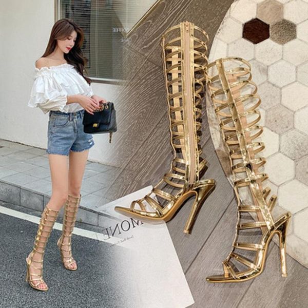 

dress shoes open-toed hollow stilettos 12cm long tube ladies sandals summer european and american style fashion., Black