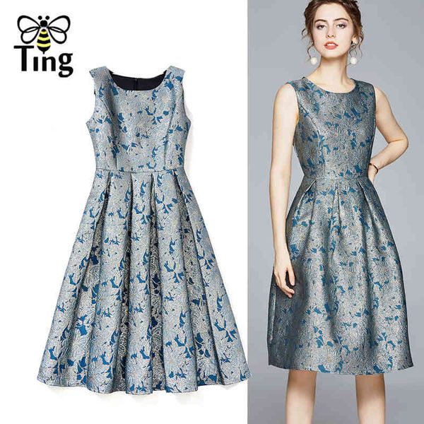 

vintage elegant summer casual jacquard a line mini dress women retro 90s street chic sleeveless vestidoes plus 2xl 210513, Black;gray