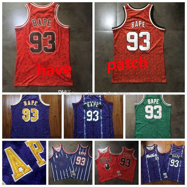 

men 93 bapexmitchell & ness green purple yellow red 1982-83 classics double-embroidered jersey youth s-2xl basketball jersey 02, Black;red