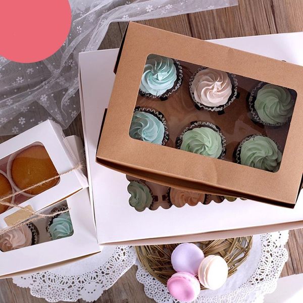 

2/4/6 holes kraft paper cupcake packing box muffin wedding party case holder hy99 storage bottles & jars