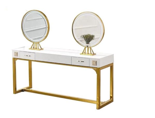 

mirrors salon beauty equipment golden frame hair mirror station styling with led light