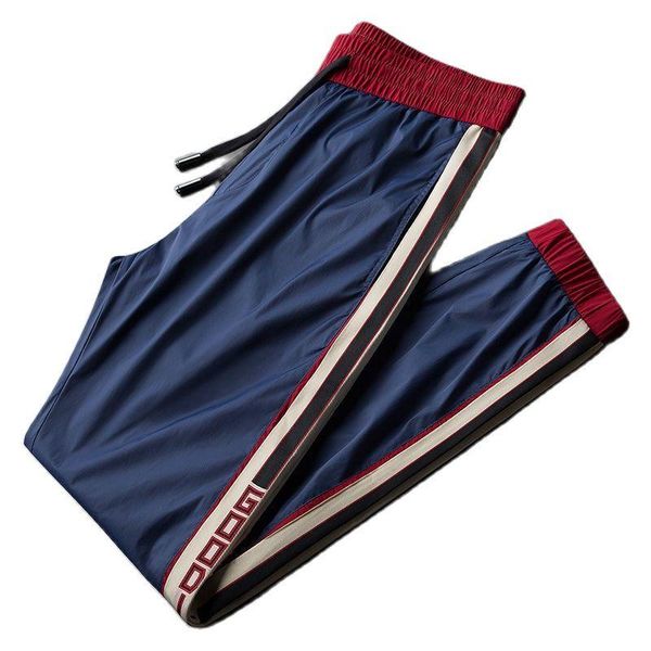 

men's pants 2021 ice silk for men loose and versatile trend of large size casual summer thin cupped sweatpants, Black