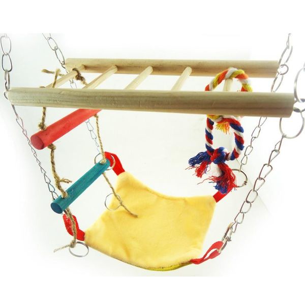 

pet hamster suspension bridge ladder toy parrot wooden squirrel hanging swing bed bird hammock cages